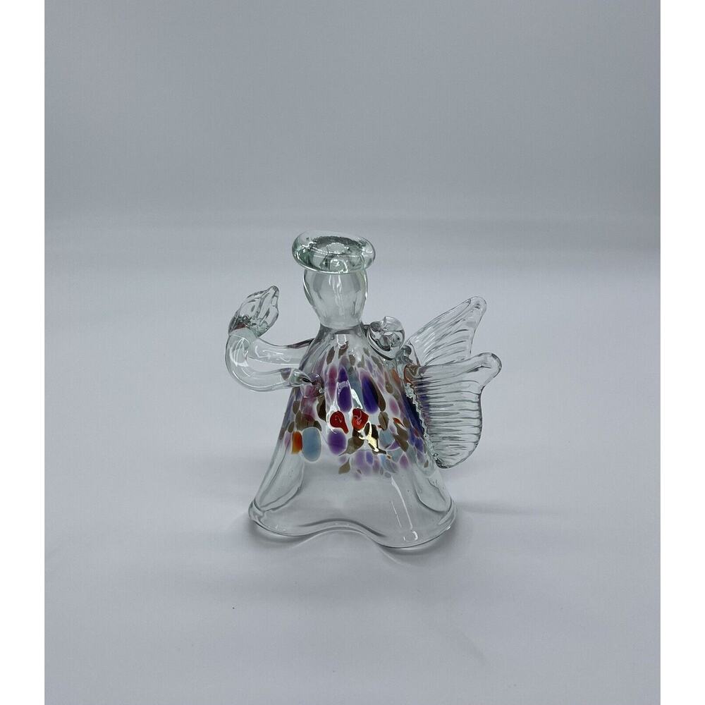 Kitras Art glass Christmas Angel Recycled Glass Handcrafted Ornament 4 1/4"